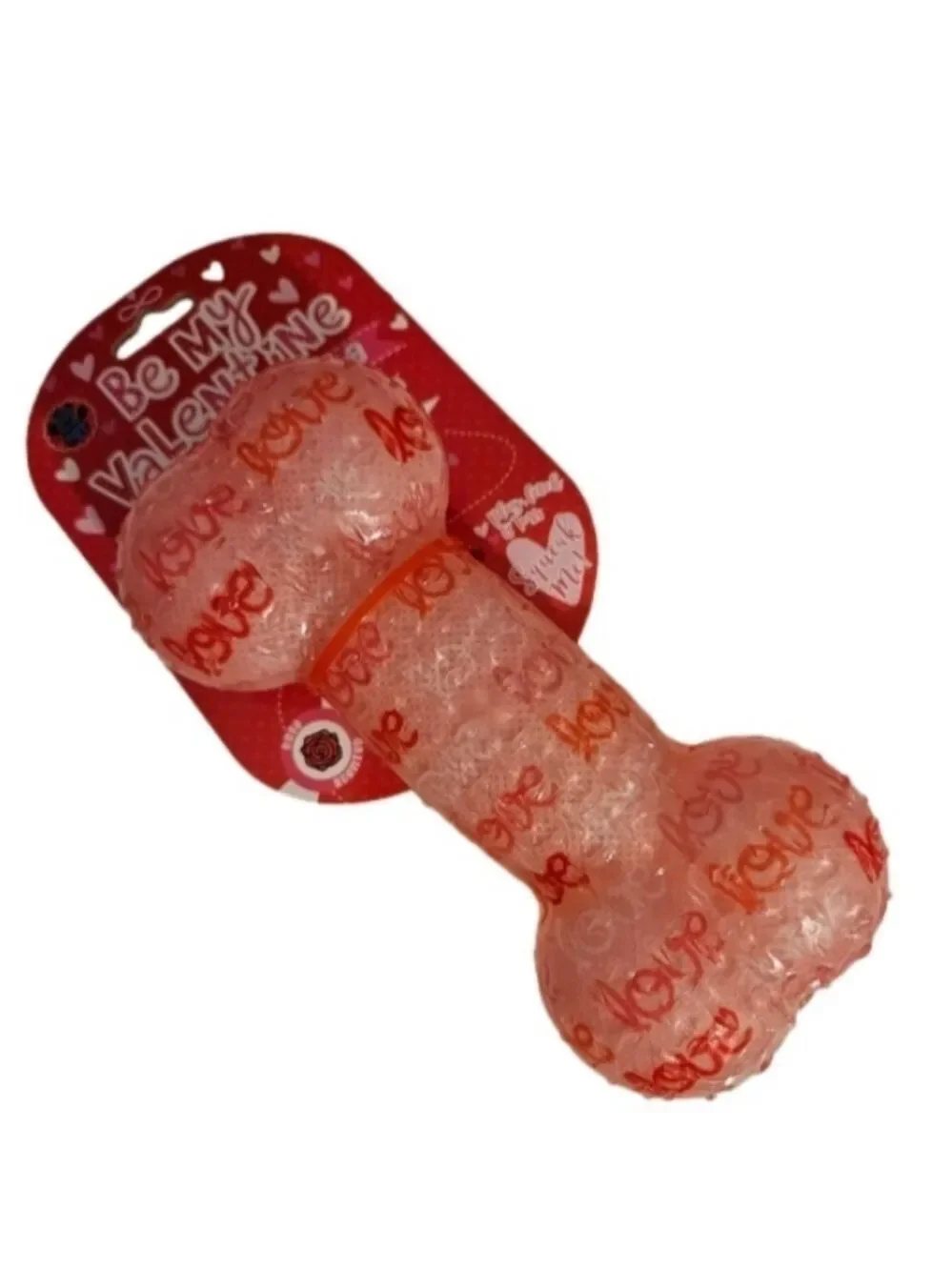 Pink Valentine’s Day Squeaky Dog Bone Toy Rose Scented & Textured Europan Home